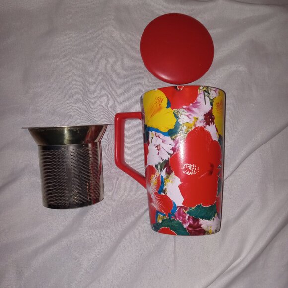 Floral Print Tea Mug Infuser for Loose Leaf Tea - Picture 1 of 3